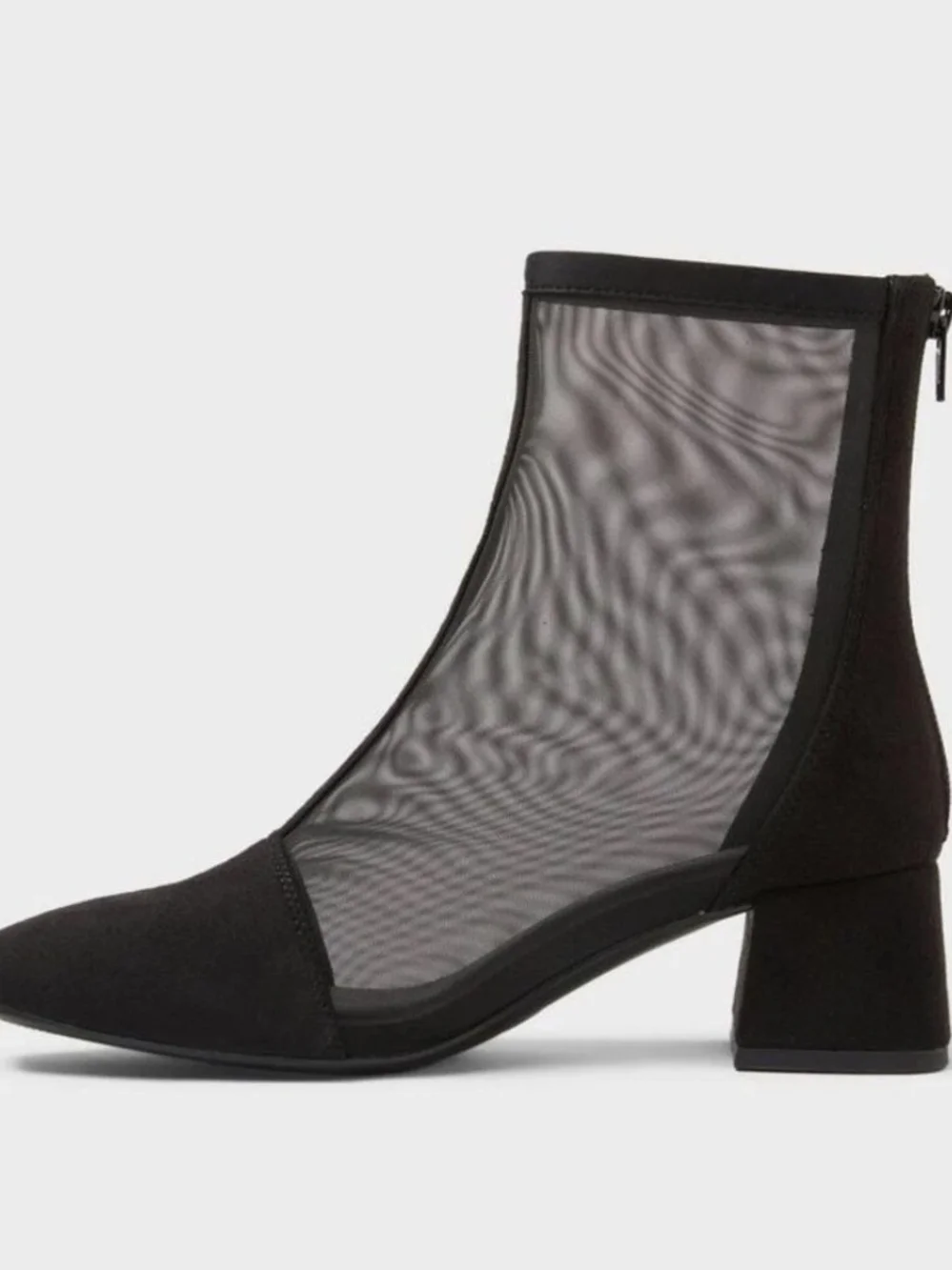Black Mesh Block Heel Ankle Celaena Boots - Women A New Day